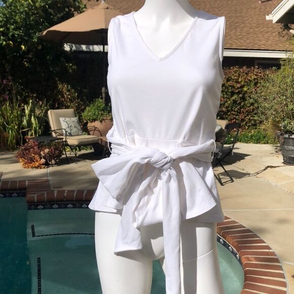 J. Crew White Claire Tie Front Jersey Top Size XS - Picture 4 of 10